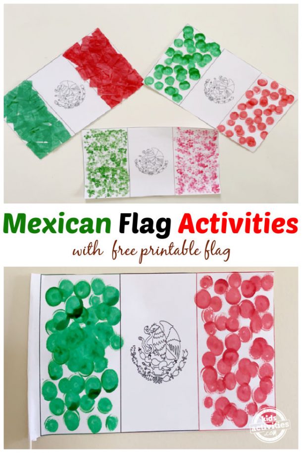 3 different mexican flag activities using free printable flag