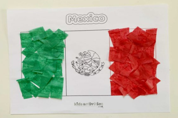 Tissue Paper Flag of Mexico Craft for Kindergartners - Kids Activities Blog