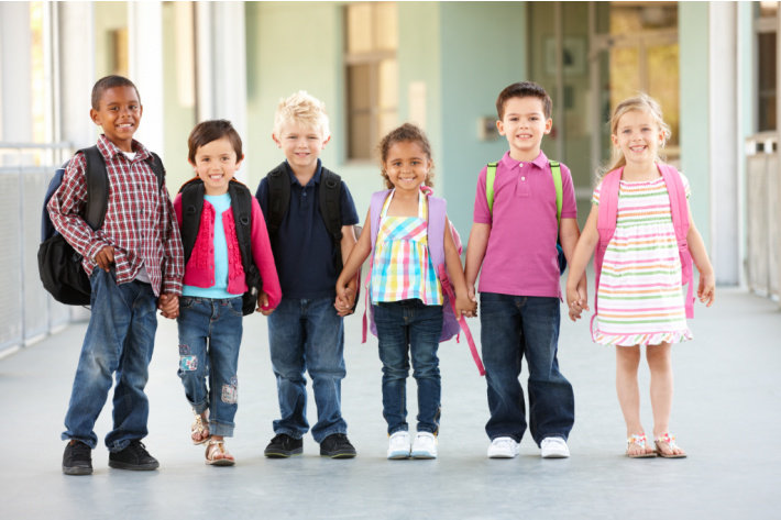 Ready for First Day of School in Kindergarten - Kids Activities Blog - group of kids on their first day of kindergarten class