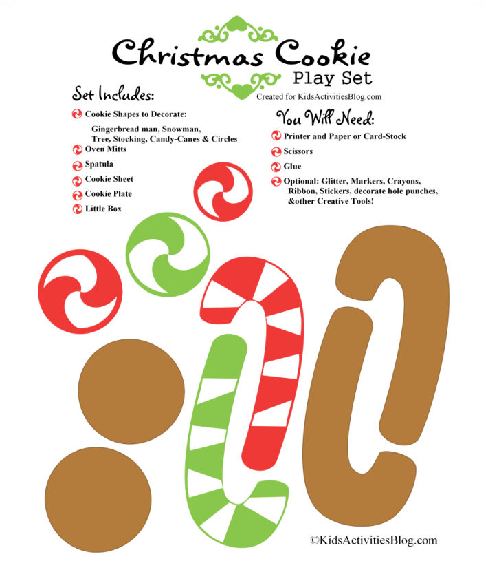 printable Christmas cookie baking set from Kids Activities Blog - what the set includes and the supplies you will need to make this fun Christmas craft