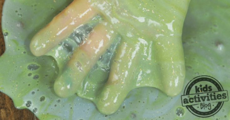 fake slime snot recipe through fingers