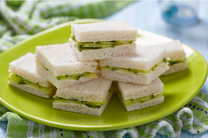 Cucumber sandwiches green tea party sandwiches on green plate - Kids Activities Blog