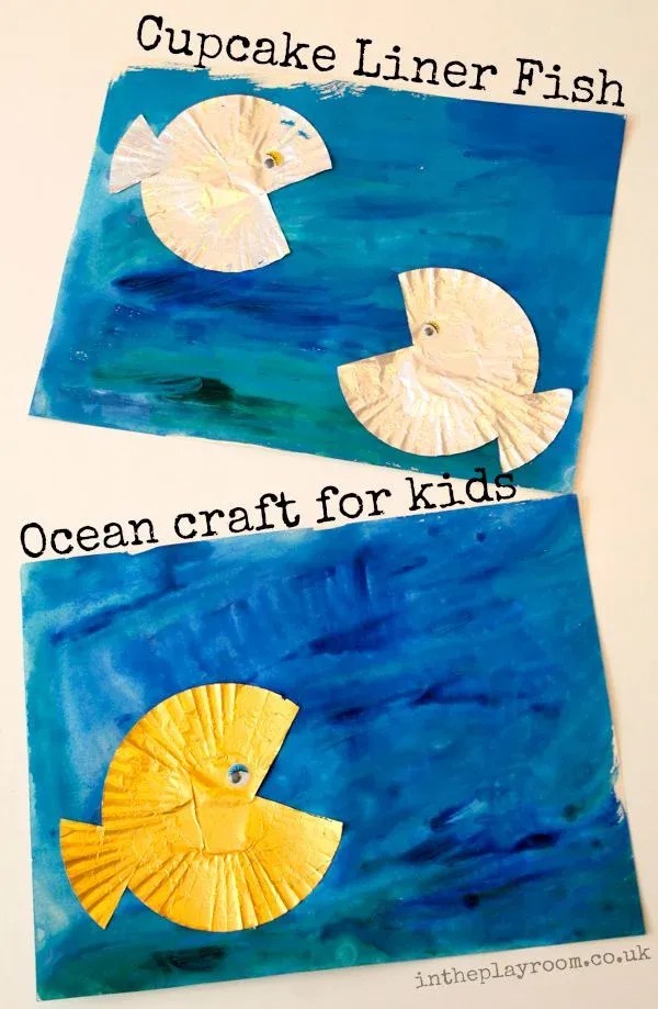 cupcake liner fish ocean craft for kids