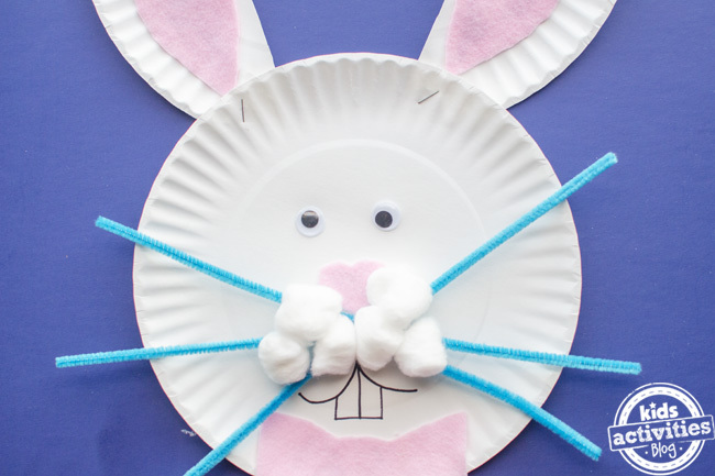 paper plate easter bunny craft finished project up close