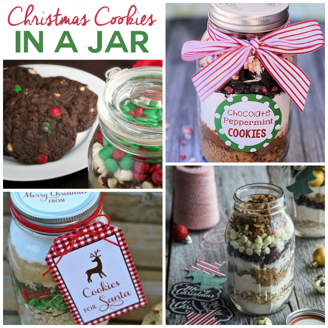 20 Yummy Cookies In A Jar - These are Christmas cookie ingredients in a jar that make lovely Christmas gifts - 4 pictured