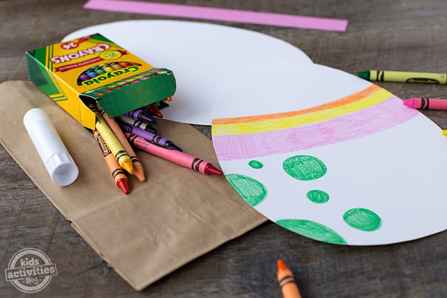 Easter Egg Bags decorating the Easter egg with crayons