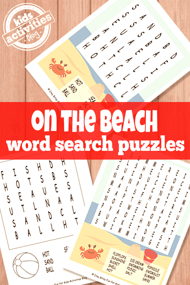 Beach Word Search Puzzles Free Kids Printables
