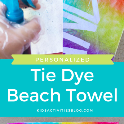 personalized tie dye beach towel for kids