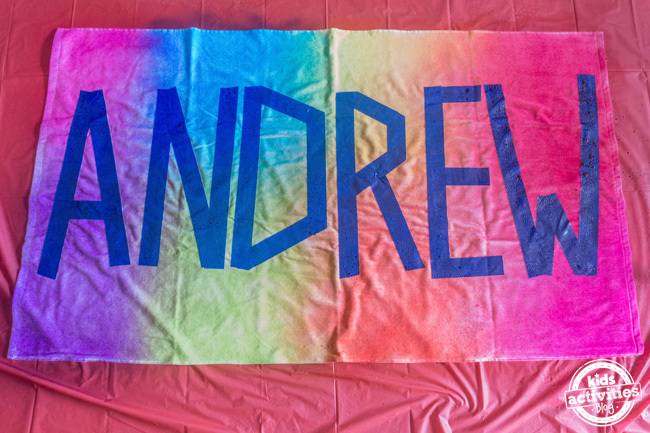 Personalized Tie Dye Beach Towel - tip - start at one end with a color and work toward the other