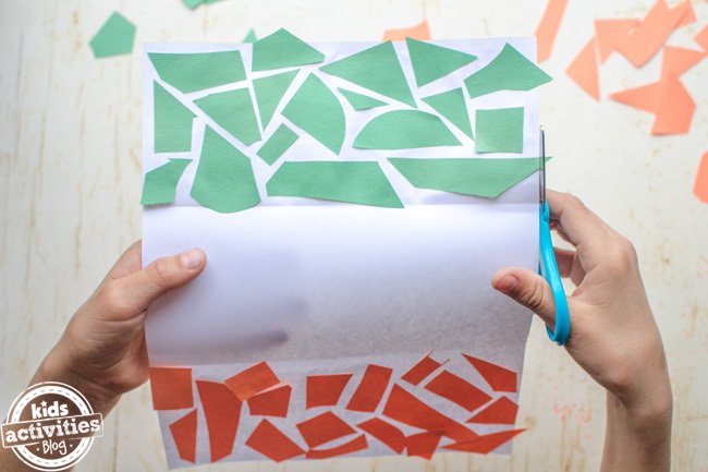  Irish flag craft for kids - final step to trim the edges with scissors