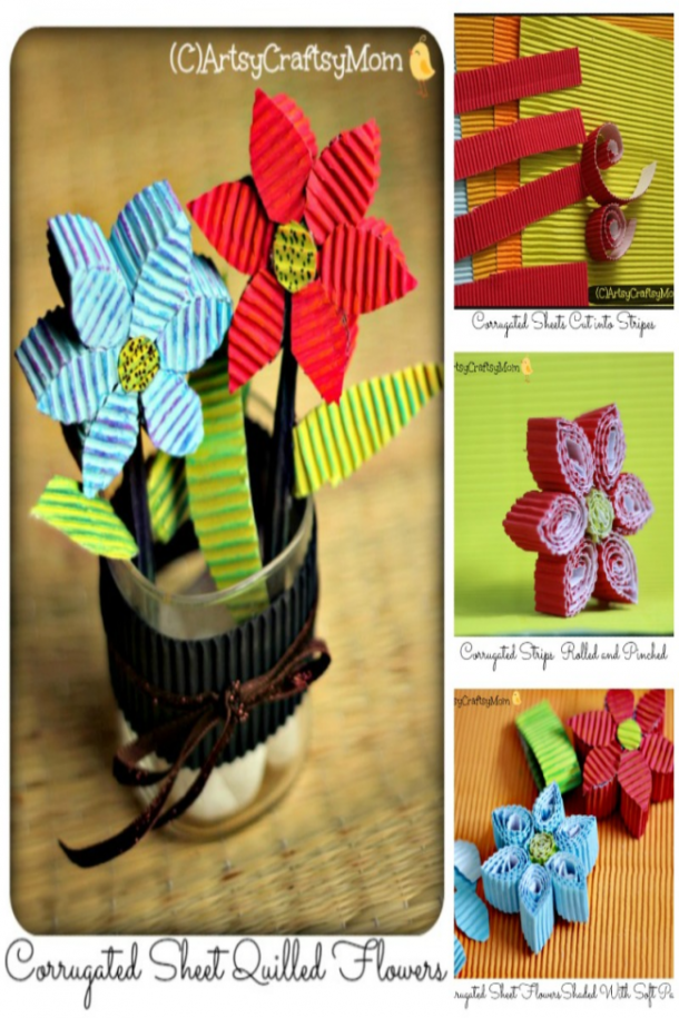 corrugated sheet quilled flowers