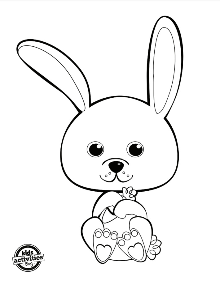 Free cute bunny coloring page pdf - Kids Activities Blog - pdf screenshot of bunny coloring page for kids