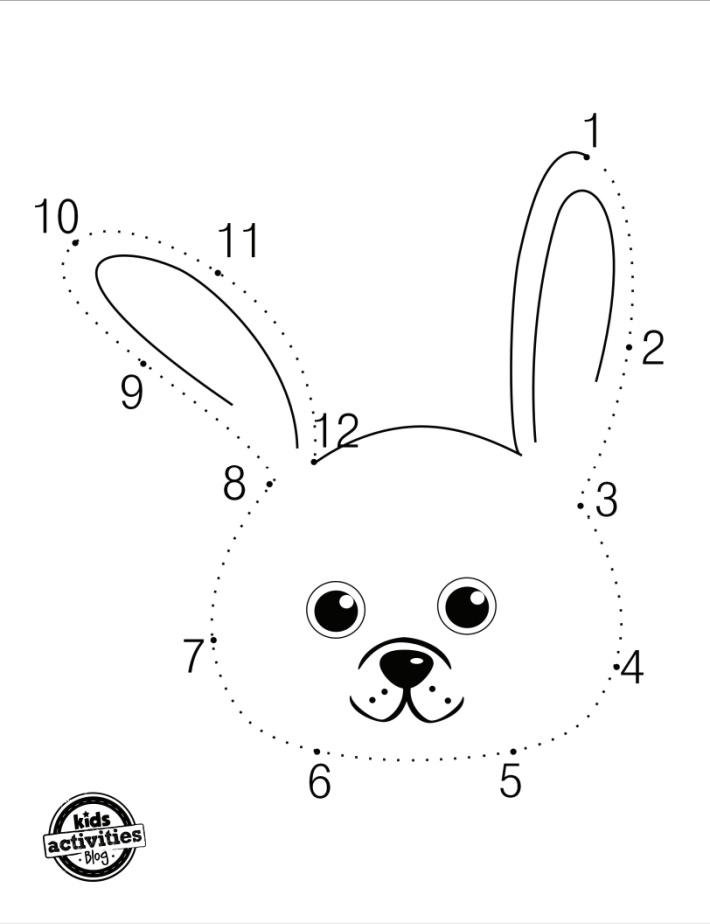 Free bunny dot to dot 1-12 for kids - Kids Activities Blog - free pdf version of the bunny dot to dot that turn into bunny coloring pages