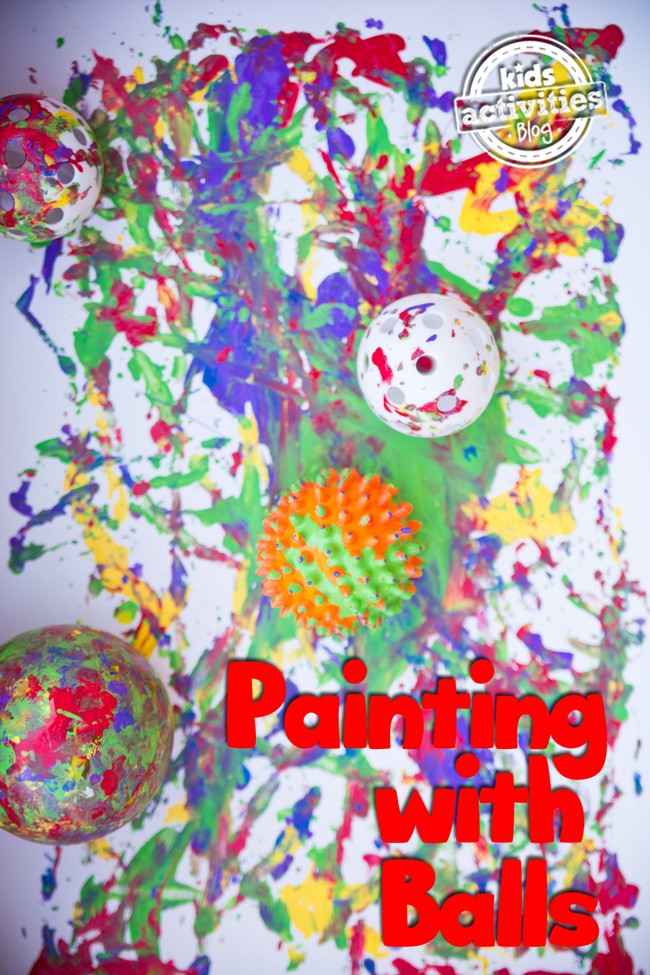 Painting With Balls - ball art project for toddlers preschoolers and kids of all ages - colorful painting with multiple balls