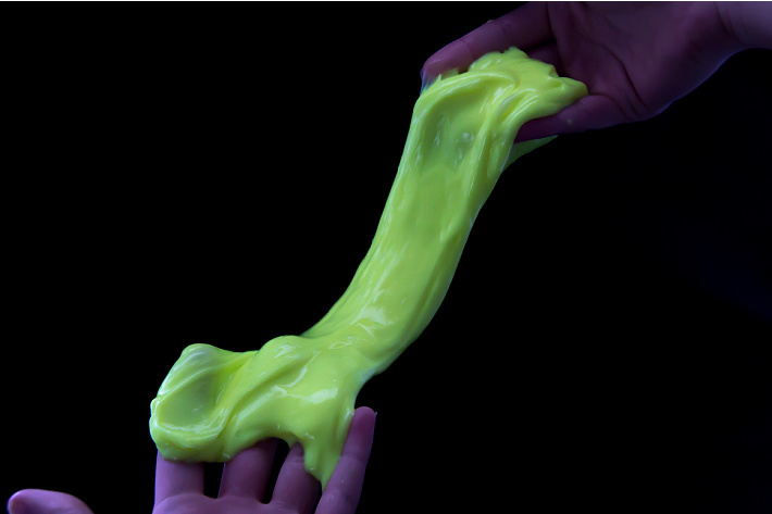 Easy to make glowing slime recipe with glow in the dark paint