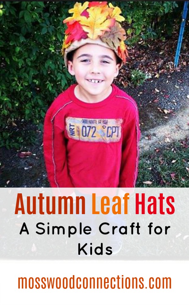 Autumn Leaf Hats; A Simple Craft for Kids with red, yellow, and brown leaves