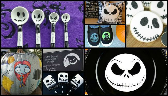 Super cute collage of the Nightmare Before Christmas crafts that your family will love