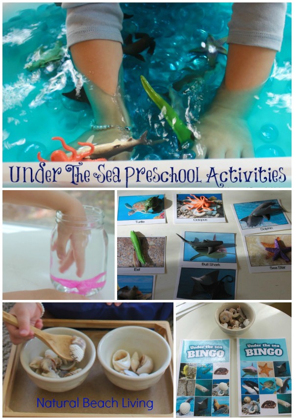 Montessori Inspired themed preschool activities, under the sea animals, practical life, sensory play, Alphabet craft, Best Under The Sea Preschool Activities