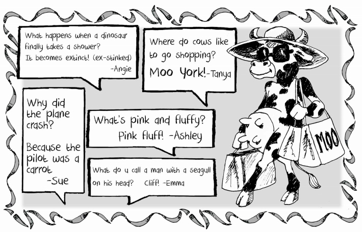 Cows with credit cards joke and more from Kids Activities Blog jokes for kids ebook - plane crash joke, shower, pink fluff and moo york jokes