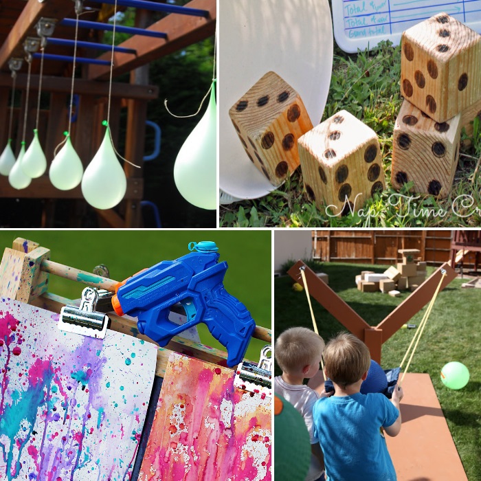 fun summer activities like water gun painting, and giant wooden dice.