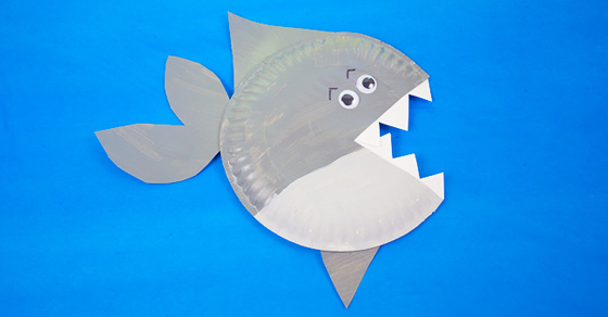 Paper plate shark craft for kids of all ages