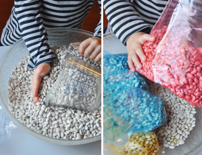 making rainbow scented beans