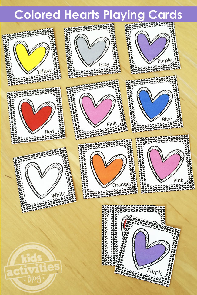 Printable Colored Hearts Playing Cards