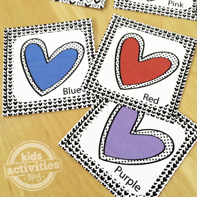 Colored hearts playing cards
