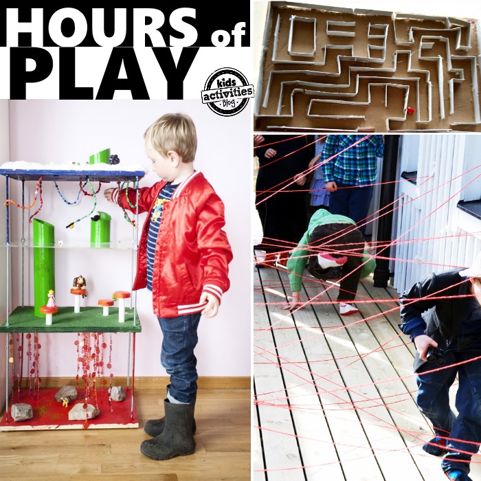 STEM play ideas that involve building, obstacle courses, and mazes.