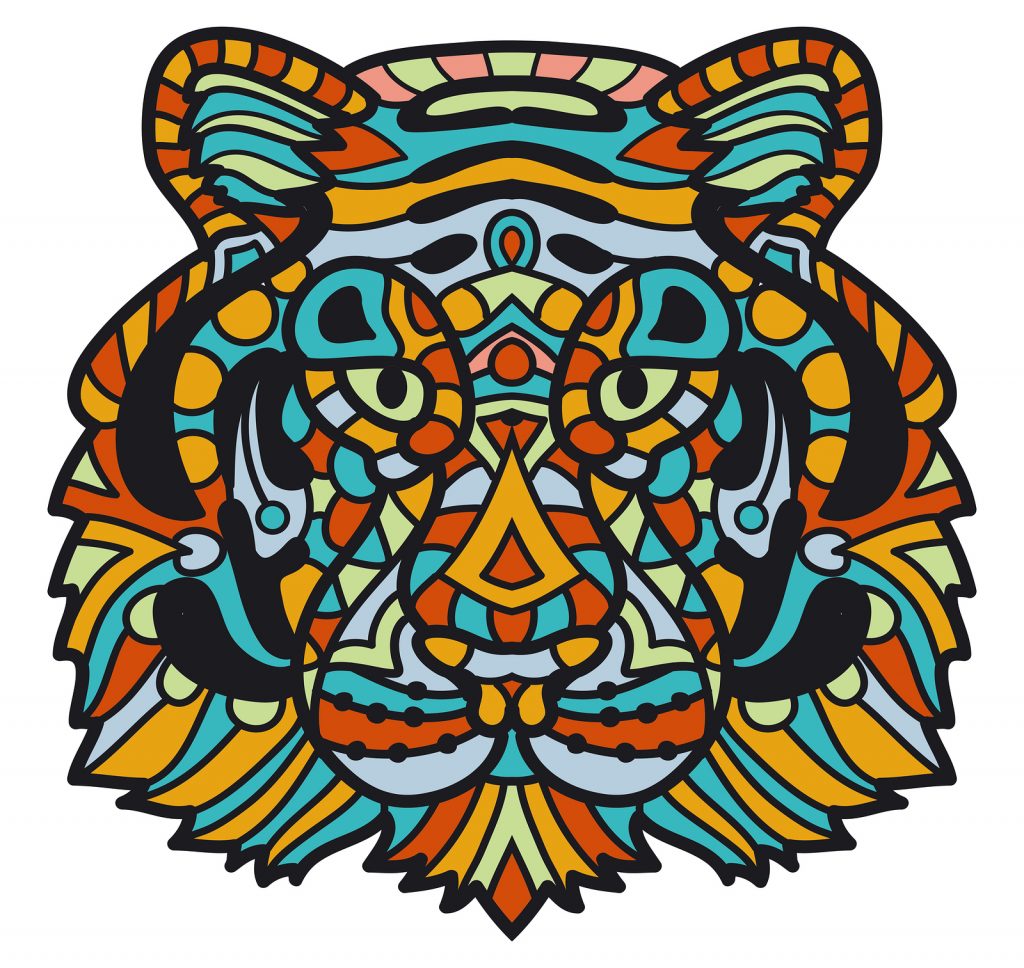 Colorful Tiger inspiration for jumbo coloring pages