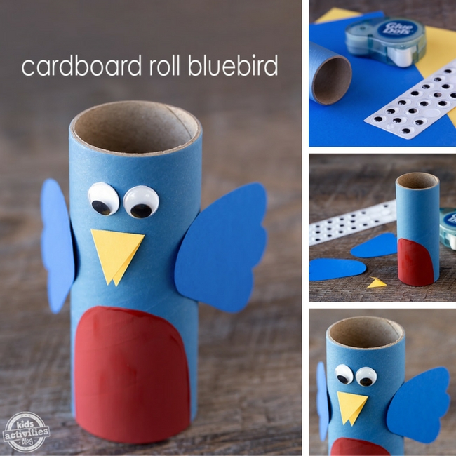 Cardboard Roll Bluebird all together and step by step