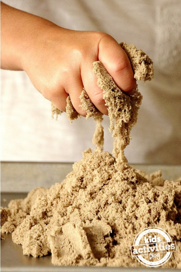 Kinetic Sand Recipe after completed - Squishing kinetic sand in hands