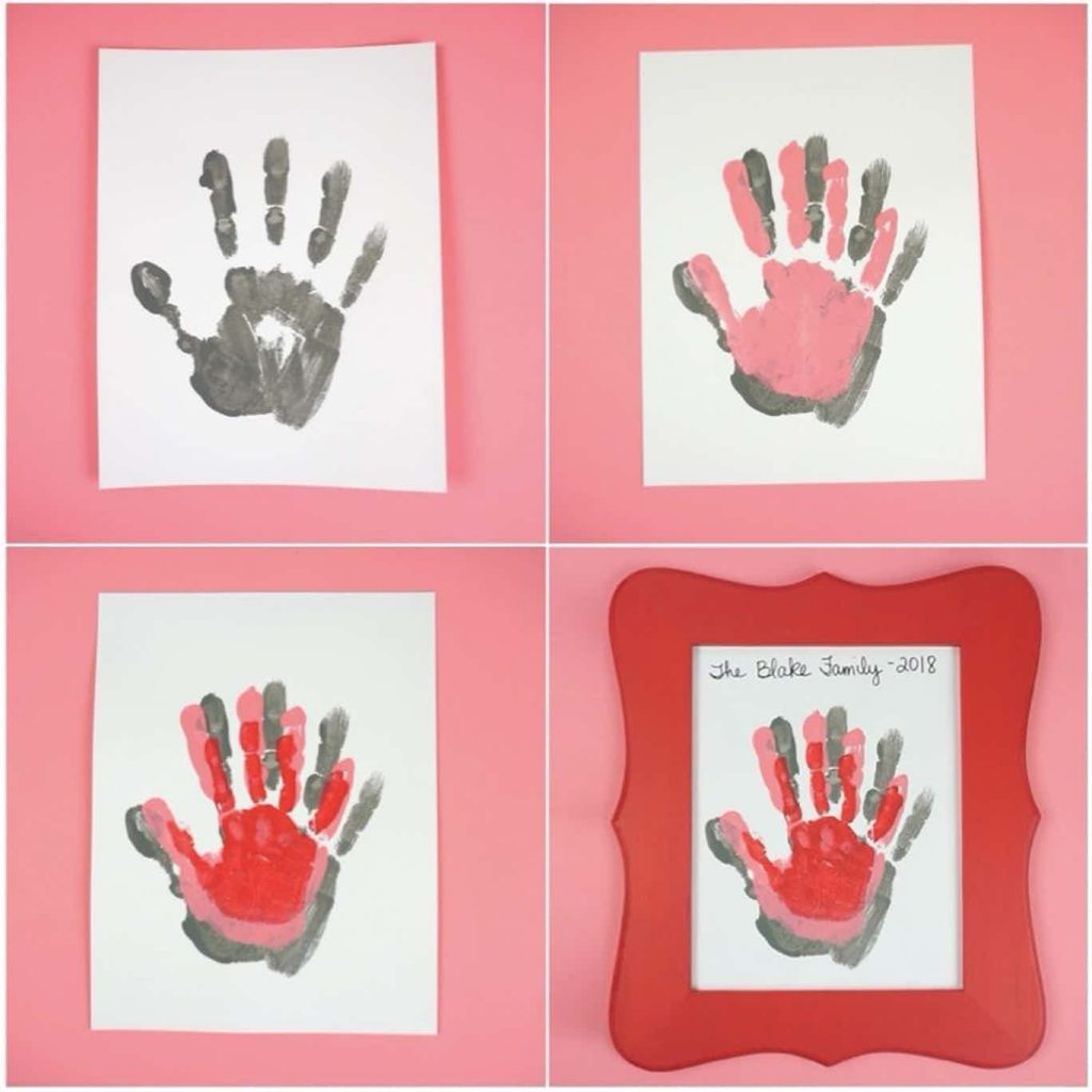 Valentines Day Handprint Art project for kids variations