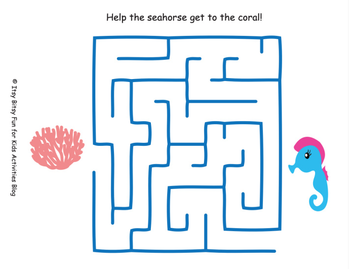 Seahorse Ocean Maze - Easy - Kids Activities Blog