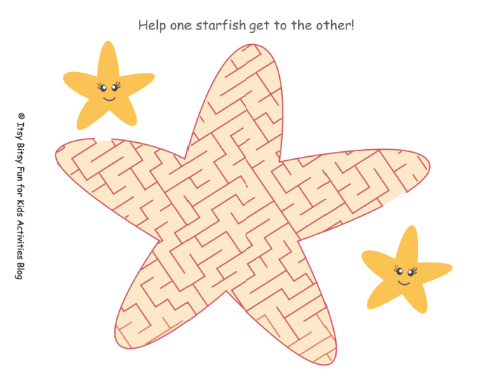 Starfish Ocean Maze - Medium - Kids Activities Blog