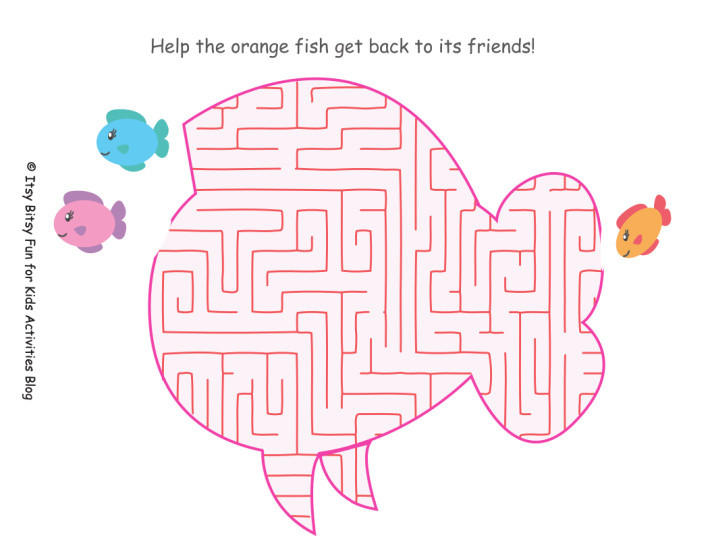 Fish ocean maze - medium - Kids Activities Blog