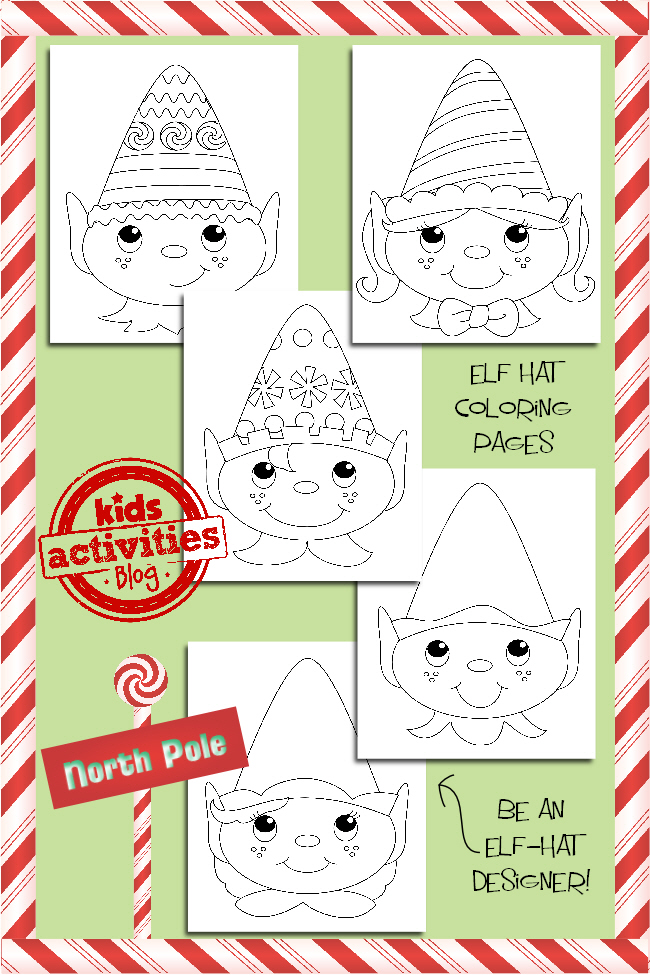Holiday Coloring Pages - Elf Hats - Kids Activities Blog