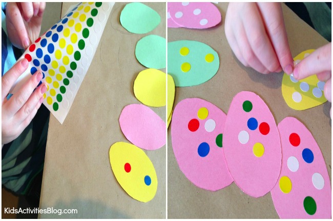 Kids love this easy Easter craft to make a garland of Easter eggs