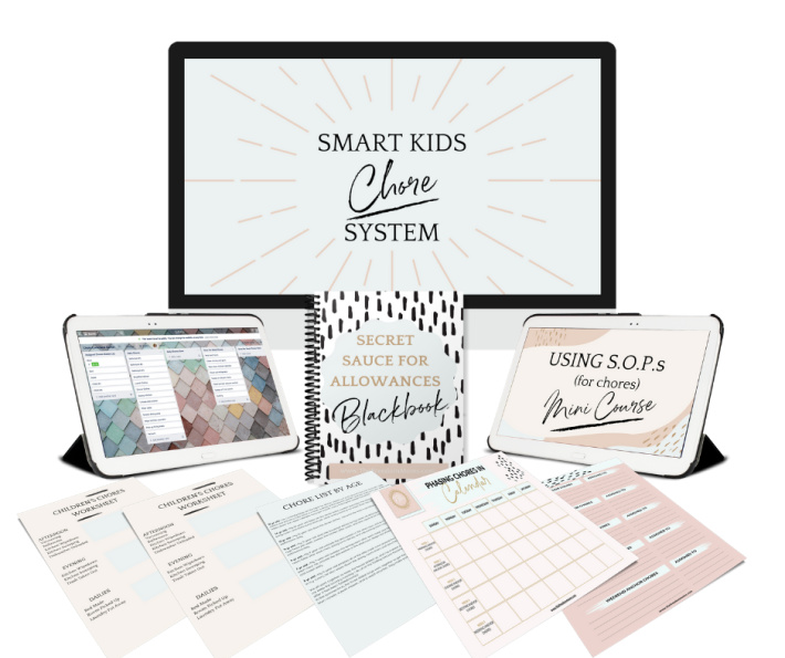 Best chore system for kids - Smart Kids Chore System from Ashley Buffa Freedom Moms - Contents shown including charts, allowance information and more